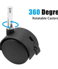 4pcs 2 Inch Swivel Caster Wheels with M8 Grip Neck Stem and Brake Heavy Duty Black Nylon Replacement Casters for furniture.
