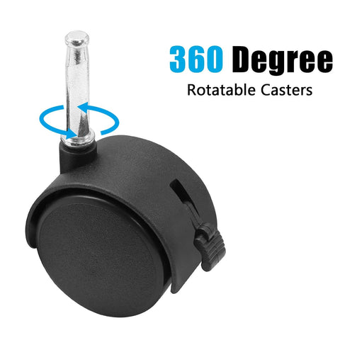 4pcs 2 Inch Swivel Caster Wheels with M8 Grip Neck Stem and Brake Heavy Duty Black Nylon Replacement Casters for furniture.