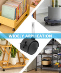 4pcs 1.5 Inch Swivel Caster Wheels with M8 Grip Neck Stem and Brake, heavy duty black nylon for furniture and storage shelves.