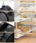 4 Pcs 1.5 Inch Swivel Caster Wheels With Locking Brake M8 Threaded Stem Replacement Casters for mobility and secure locking, material details.