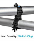 Four Pack Black Swivel Double Truss Clamps For Two Inch Truss Tubes, 360 Degree Wrap Around DJ Stage Lighting Clamp with 220 Lb Load