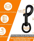 Three Quarter Inch Heavy Duty Swivel Snap Hooks Black Electrophoresis Coating Four Pieces Dog Clips Trigger Snaps Leash Hooks