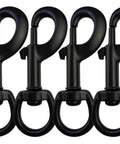 Three Quarter Inch Heavy Duty Swivel Snap Hooks Black Electrophoresis Coating Four Pieces Dog Clips