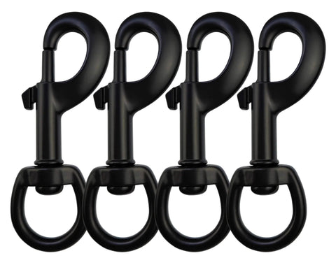 Three Quarter Inch Heavy Duty Swivel Snap Hooks Black Electrophoresis Coating Four Pieces Dog Clips
