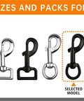 Three Quarter Inch Heavy Duty Swivel Snap Hooks Black Electrophoresis Coating Four Pieces Dog Clips Trigger Snaps Leash Hooks assortment.