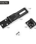 Four And A Half Inch Swivel Staple Safety Hasps With Twist Knob Locking For Fence Gate And Cabinet, measured with screw included.