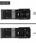Top view of Four And A Half Inch Swivel Staple Safety Hasps with twist knob locking, black zinc plated steel, showing 360° swivel feature.
