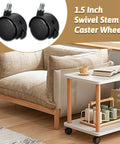 4 Pcs 1.5 Inch Swivel Caster Wheels With Locking Brake M8 Threaded Stem Replacement Casters for Seats Shelves Shopping Baskets