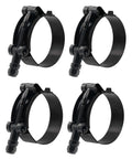 4 Pack 4 Inch T Bolt Hose Clamps In Black Coated 304 Stainless Steel For Heavy Duty Use Clamp Range 108 To 116 Mm 4.25 To 4.57 Inches Outer Diameter Suitable For 4 Inch Hose ID Rust Resistant High Hardness