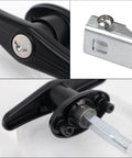 Close-up of Left And Right Truck Cap Locking T-Handle Set With Keyed Alike Universal Key System Black Camper Shell Locks For Topper