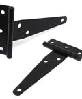 Six Pack 4 Inch T Strap Hinges Black Outdoor Gate Hinges for wooden fences beefy heavy duty tee hinges rugged carbon steel