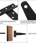 4 Inch T Strap Hinges Black Heavy Duty Tee Hinge For Barn Shed Doors Wrought Iron Durable Anti Rust Corrosion Resistant