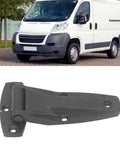 Soft Close Tee Hinge, T Strap Hinge, Zinc Alloy, Black, for Toolbox and Car Door Repair, displayed with a white van background
