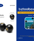 Five Pack 3/8-16 Threaded Ball Knobs For Lawn Mowers 1-3/8 Inch Diameter Bakelite Thermoset Handle Black