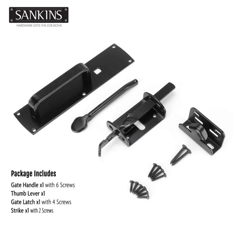 Heavy Duty Thumb Gate Latch Hardware With Handle For Wooden And Vinyl Fences Self Locking Outdoor Gate Lock Kit components