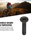 ✝️ Bike Stem Bolt Screw, M6 x 30mm Black Titanium Alloy, shown with cyclist on mountain, highlighting weight reduction.
