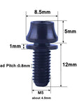 ✝️ VAMUOEFL M5x12mm Titanium Bolts with Washers for Bicycle Water Bottle Cage Hex Ti Screws, Quantity 4Pcs (Black), dimensions labeled