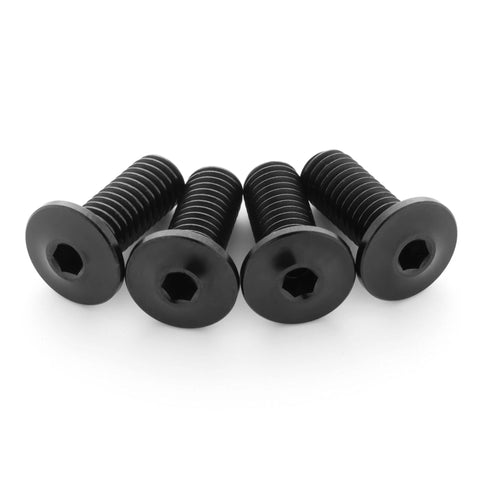 ✝️ Terske Ultra-Low Profile Superlight Black Titanium Bottle Cage Bolts: 4-Pack, front view of sleek black bolts on white background.