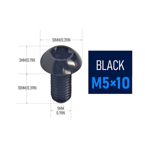 Set Of Twelve Titanium M5x10mm Rotor Bolts For MTB Mountain Bike Disc Brake Rotors Featuring Torx T25 Head Grade 5 Titanium 6Al-4V Black Finish