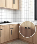 Kitchen cabinet with Adjustable Black Toggle Clamp Latch Set With Lock Hole And 550 Lbs Holding Capacity installed and in use