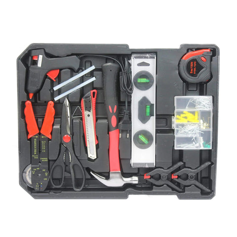 Large Capacity Repair Toolkit Set With Rolling Case For Emergency Car Repairs, Water, Electrical, And Woodworking Fixes, Black tools
