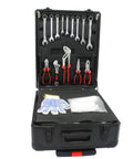 Large Capacity Repair Toolkit Set With Rolling Case For Emergency Car Repairs, Water, Electrical, And Woodworking Fixes, Black