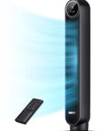 Ultra Quiet Bladeless Tower Fan With Upgraded DC Motor And TurboWind Technology Delivers 28 Feet Per Second Airflow, 20dB Silent Operation, 8 Speeds And 4 Modes, 90 Degree Oscillation, Remote, Indoor Floor Fan In Black From DREO