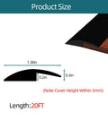 Product size diagram for Carpet Floor Transition Strip, Self-Adhesive Carpet to Tile Transition Edging Trim, Black, 20Ft length, 5mm cover height.