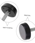 Close-up of Four Piece Adjustable Treadmill Feet Mounting Hardware with Thumb Screws for Exercise Machines, black rubber