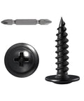 250 Count Black Truss Head Wood Screws 1 Inch Self Tapping Carbon Steel With Black Phosphate Coating - screw close-up with driver bit