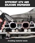Pro Grade Tube Squeezer Tool For Silicone And RTV Dispensers being used on an engine part, black durable design in use