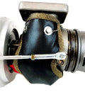 Black Turbo Blanket For HE351CW HY35W Turbochargers Shields Direct Heat Up To 2500 Degrees Fahrenheit installed on turbine