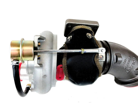 Black Turbo Blanket For HE351CW HY35W Turbochargers Shields Direct Heat Up To 2500 Degrees Fahrenheit with stainless steel caps