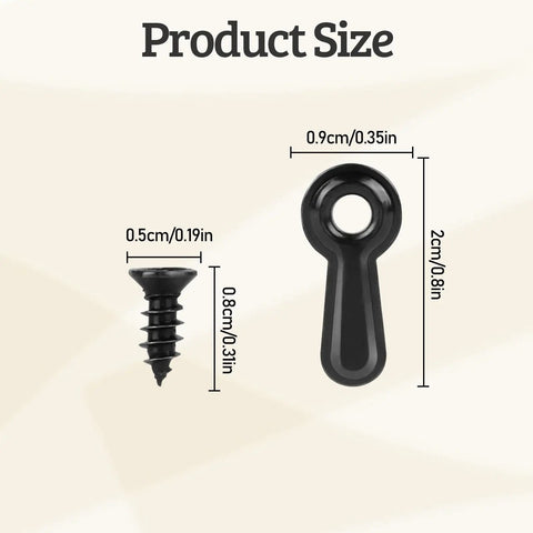 Product size of screw and turn button from Picture Frame Turn Button Fasteners Set With 100 Backing Clips And 100 Screws For Hanging Pictures Photos And Drawings Black Finish Easy Install And Durable Frame Hardware For Quick Hang By PinCute