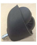 Front view of a ✝️ 100-Pack Covered Black 2" twin Caster Wheel designed for smooth motion and stable alignment in automation systems.
