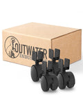 4-pack of 2 Inch Wheel Diameter Hooded Twin Wheel Caster With Brake And U Clip Stem For Heavy Duty Furniture Black Nylon 6 And Plated Steel