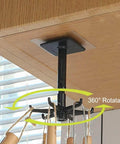 Kitchen Utensil Hanger with 6 Hooks, 2 Pack Under Cabinet Utensil Holder 360° Rotatable Kitchen Hooks in use