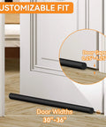 Two Pack Under Door Draft Stopper For 30 To 36 Inch Doors, Adjustable Gap Filler And Door Seal, shown installed on door