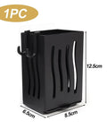 Multifunctional Kitchen Utensil Rack Draining Chopstick Holder Wall-Mounted Freestanding Cutlery Storage Box (Black) with dimensions