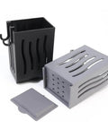Multifunctional Kitchen Utensil Rack Draining Chopstick Holder Wall-Mounted Freestanding Cutlery Storage Box (Black) with parts displayed