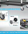 Heavy Duty Three Tier Rolling Utility Cart With Four Anti Tangling Lockable Quiet Casters And 540 Pound Capacity details