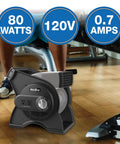 Pivoting Utility Fan For Home Job Site And Workshop By Air King with 3 speeds and grounded outlets resting in a home gym