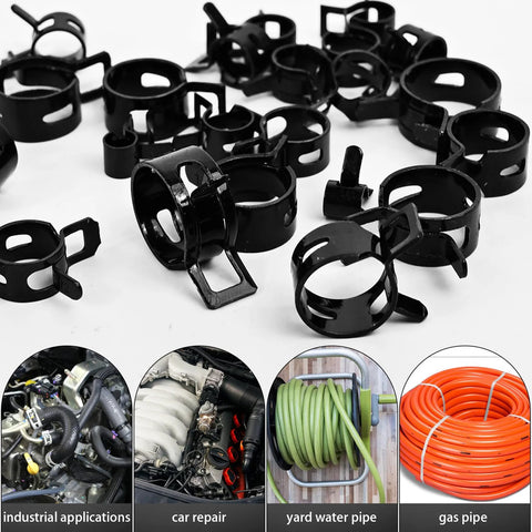 80 Pieces Vacuum Hose Clamps Assortment Kit for 6mm to 18mm Silicone Tubing, Spring Hose Clamps for Low Pressure Air Lines, black finish
