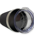20oz Vacuum Insulated Tumbler Mug With Dope Black Widow Spider Design And Personalized Engraving Included side view with lid open