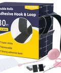 Heavy Duty Velcro Strips With Adhesive 30 Feet By 1 Inch Hook And Loop Tape Two Rolls Black For Mounting And Hanging Cabinets