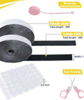 Image showing two rolls of Heavy Duty Velcro Strips With Adhesive 30 Feet By 1 Inch Hook And Loop Tape, black, with accessories.