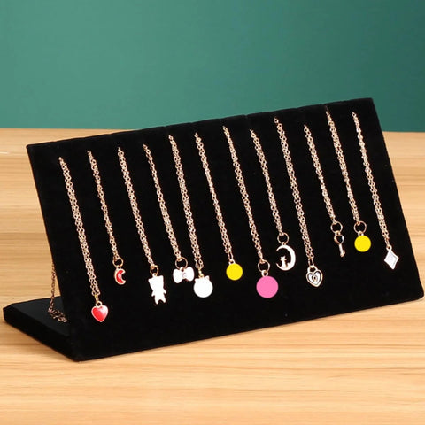 Velvet Jewelry Display Stand With Soft Surface And Tilted Angle For Earrings Bracelets And Anklets Countertop Necklace Holder