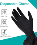 Black Vinyl Disposable Exam Gloves 4 Mil Latex Free Powder Free Medical 1000 showing glove flexibility with icons