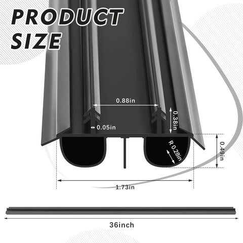 4 Pack Bottom Door Seal Exterior Plastic PVC 1 3/4" x 36" for Vinyl Concealed Kerf/Channel Fit Under Door Seal Strip for Weather Stripping Draft Stopper(Black)
