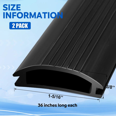 Close-up of black 2 Pcs 36 Inch Vinyl Replacement Insert for Adjustable Height Aluminum Thresholds with Seals 1-5/16 x 3/8